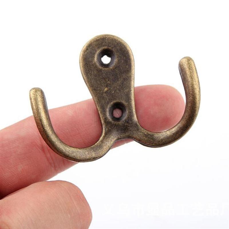 10pcs Coat Hooks 2 Hole Wall-mounted 2-Pronged Clothes Hook Towel Hook Coat Hanger for Robes Coats Hats Keys Towels Black