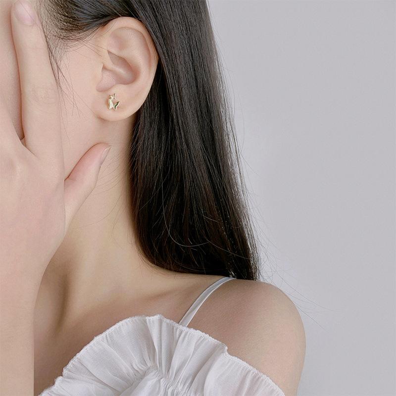S925 Silver Butterfly Stud Earrings For Women Screw Back Unique Cartilage Piercing Elegant Trendy Jewelry