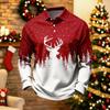 Men's Casual Quick-Dry Mesh Golf Shirt Long Sleeve Top with Christmas Print