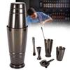 5Pcs/Set Black Stainless Steel Boston Cocktail Shaker Measuring Cup Strainer Mixing Spoon Set
