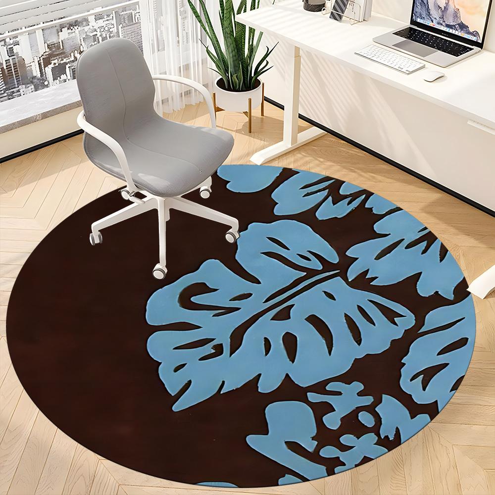 1pc Floral Pattern Office Round Area Rug, Mat Suitable For Office, Under Office Chairs Bedroom Living Room Home Decor, Room Deco