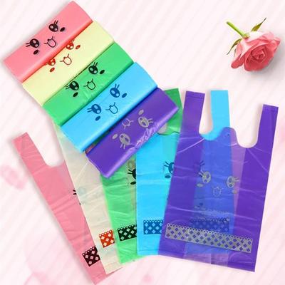 50 stücke Dicken Einkaufs Griff Kunststoff Tasche Mehrweg Verpackung Tasche Supermarkt Bandle Obst Lebensmittel Transparent Einkaufstaschen Weste Beutel