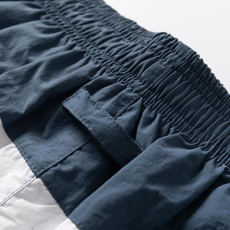 Men's Blue White Stripe Casual Shorts – Elastic Drawstring Waist Nylon Shorts for Summer Daily & Streetwear