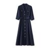 2425406-Early Autumn Waist-Slimming Dress - Women's Simple & Elegant Style