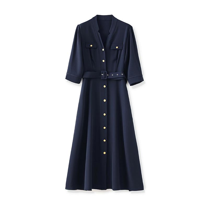 2425406-Early Autumn Waist-Slimming Dress - Women's Simple & Elegant Style