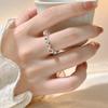 Colorful Diamond Square Waterdrop Elegantly Simple 925 Sterling Silver Jewelry Zircon Geometric Round Opening Rings 02901