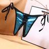 Bow G-Strings Satin Open Crotch Solid Color Bandage Women Panties Sex Thongs T-Pants Underwear