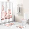 Animal Pattern Bathroom Shower Curtain Floor Mat Toilet Cover Foot Mat Four-Piece Pattern Size