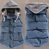 Women Autumn Winter Color Block Sleeveless Hooded Waistcoat Warm Thick Vest Coat