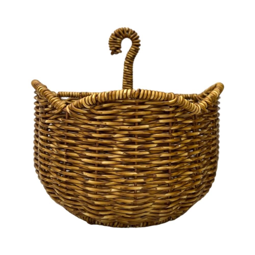 Semicircle Rattan Wall Basket with Umbrella Handle for Keeping Frequently Used Items Within Easy Reach and View