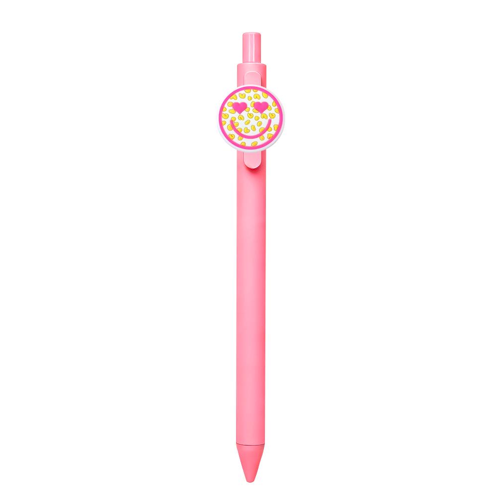 Pink Cartoon Ballpoint Pens - Soft Rubber Stickers, DIY Student & Office Stationery, Colored Ink.