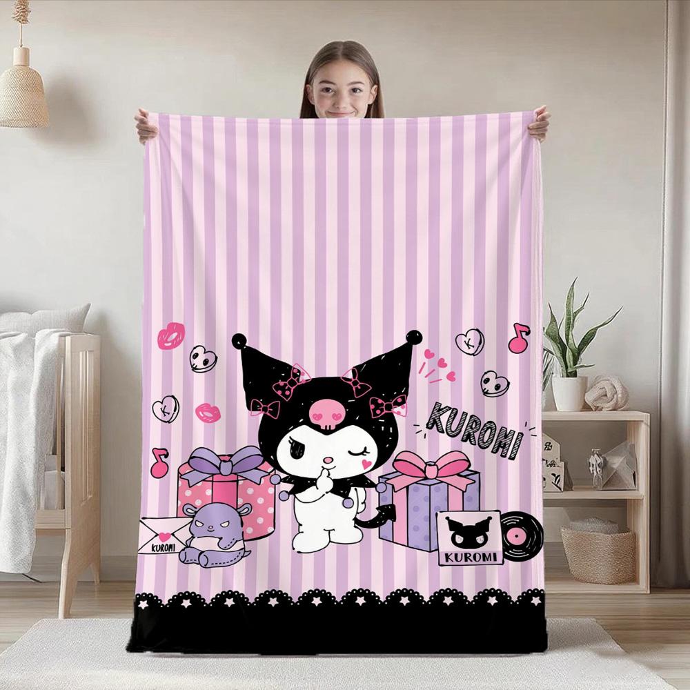 Kawaii K-Kuromi Fluffy Soft Blankets and Throws Nap Blanket for Bed New Year Camping Furry Bedspread the Anime Home Decoration