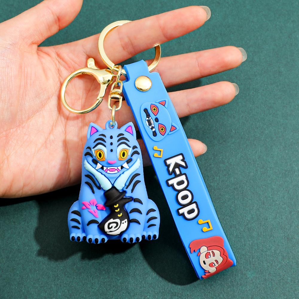 1/10PCS KPOP Demon Hunters Keychain Tiger Character PVC Model Keychain Adorable Harajuku Style Key Ring for Friends Fans Halloween