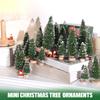 A Set of Five Sizes Mini Christmas Trees Artificial Bottle Brush Trees with Wooden Base ForChristmas Home Table Craft Dress Up