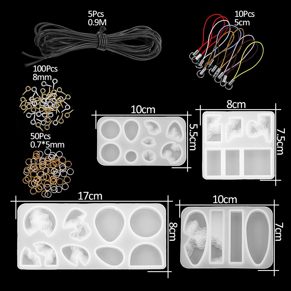 Resin Molds Silicone Kits with Epoxy Resin Supplies Dried Flowers Sparkling Powder DIY Necklace Earrings Pendant Jewelry Making