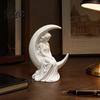 Decorative Figurine for Office Desk Moon Girl Figurine, 3D Printed Mystical On Crescent Minimalist Statue Shelf Display Statue, Collectible Sculpture