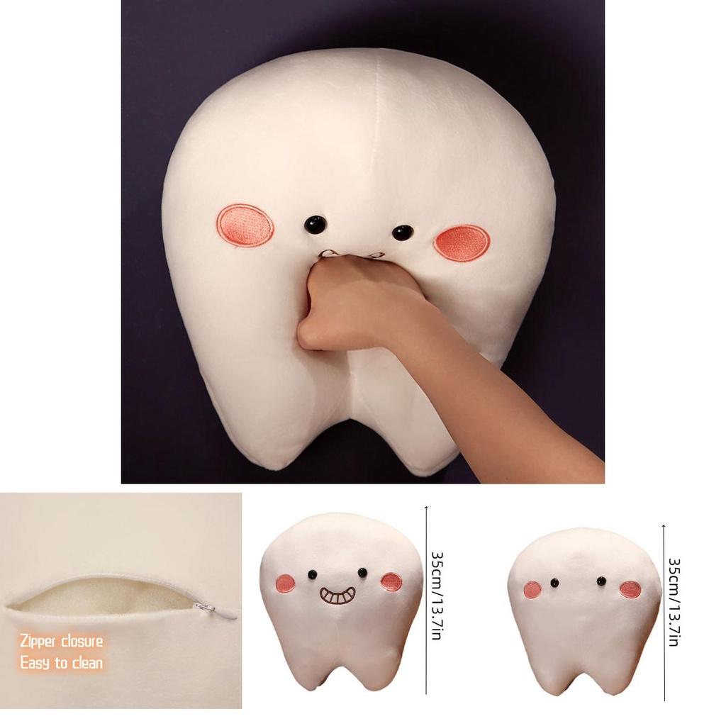 Cute Short Plush Cartoon Tooth Pillow For Kids, Soft And Comfortable On The Sofa