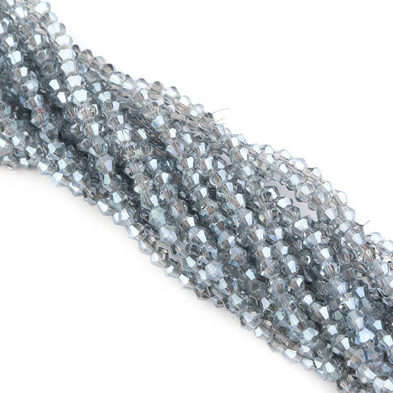 Apx 95pcs/Strand 4mm Shiny Crystal Beads Bicone Beads Faceted Glass Beads Loose Spacer Beads for Bracelet DIY Jewelry Making