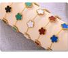 Qiongyao Multi-Color Agate Five-Petal Flower Stainless Steel Bracelet – Light Luxury, Best Friend Gift, In Stock.