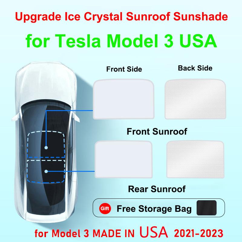 Sunroof Sunshades For Tesla Model 3 Y Juniper Highland 2020-2026 2025 Ice Cloth Buckle Front Rear Skylight Glass Roof Sun ShadeWindshield Sunshades 1