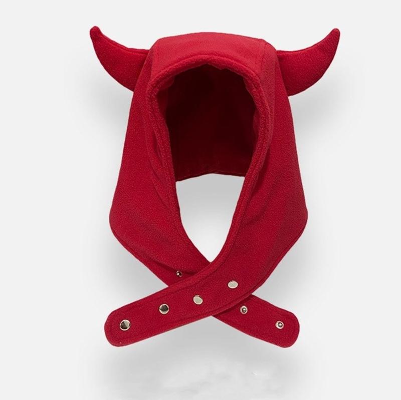 Breathable Head Cover with Button for Outdoor Sports Adjustable Hat with Horn Moisture Wicking Hat for Outdoor Activity