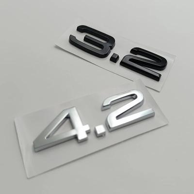 3D Chrome Black 2.4 3.2 4.2 Letters Car Fender Badge Trunk Emblem Decal For F2 A4 B7 TT Q5 Q7 A6 S6 S5 S4 RS5 Accessories
