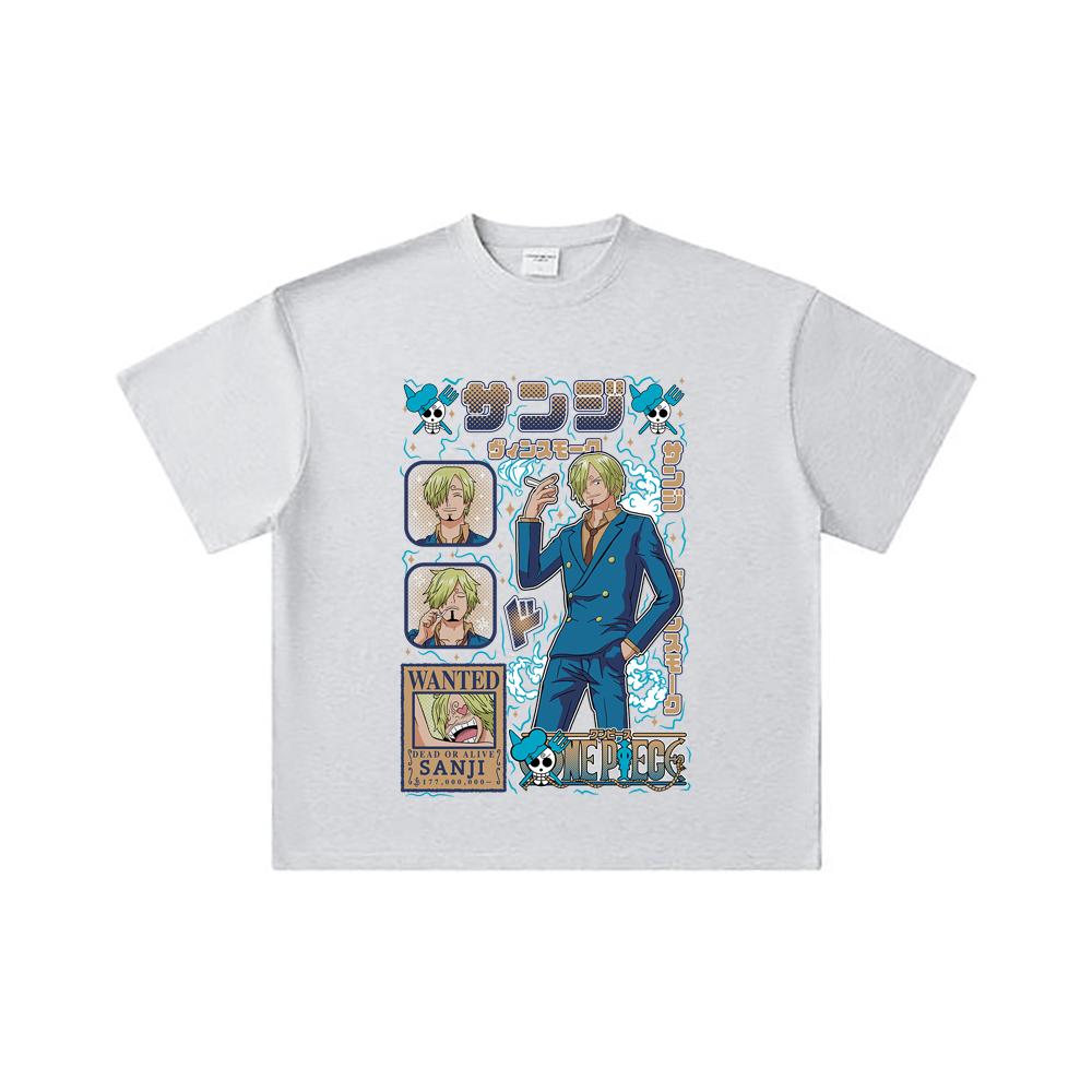 260 GSM Double Yarn 32 Count 100% Cotton One Piece V59 Sanji Print Unisex Heavy Cotton T Shirt