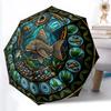 Aquatic Life Mandala Pattern Umbrella, Portable and Foldable Design, 8 Ribs, a Casual Accessory for Halloween, Christmas, and Birthday Gifts.