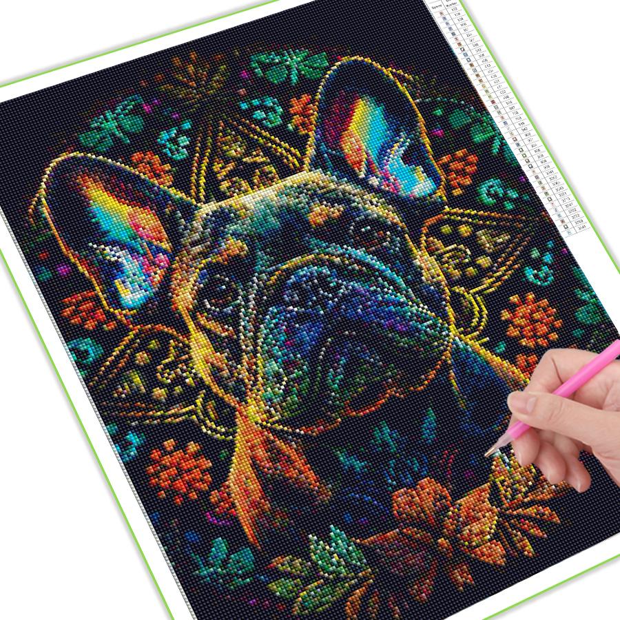 YSCOLOR Peinture Diamant Adulte Bouledogue Français Rond