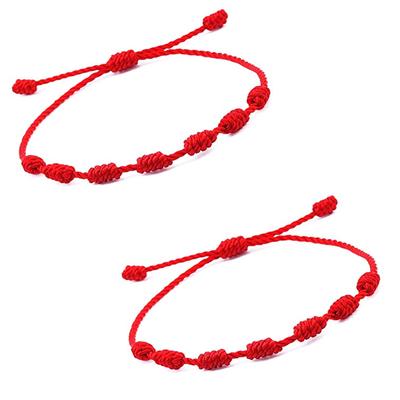 2 Pieces Red String Handmade Bracelets Black Cord Bracelet Adjustable Kabbalah Red Knot String Bracelet Amulet for Protection