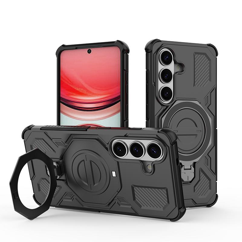 KEYSION Shockproof Magnetic Case for Samsung S26 Ultra 5G Upright Live Metal Ring Stand Phone Back Cover for Galaxy S26 S26+Plus