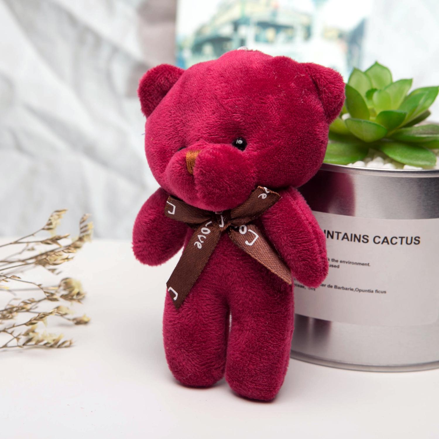 

10/20pcs Mini Plush Bear Doll 12CM Stuffed Plush Toy Mini Bear Doll Toy for Girl Bag Pendant Keychain Children PartyGifts 10pcs кларет