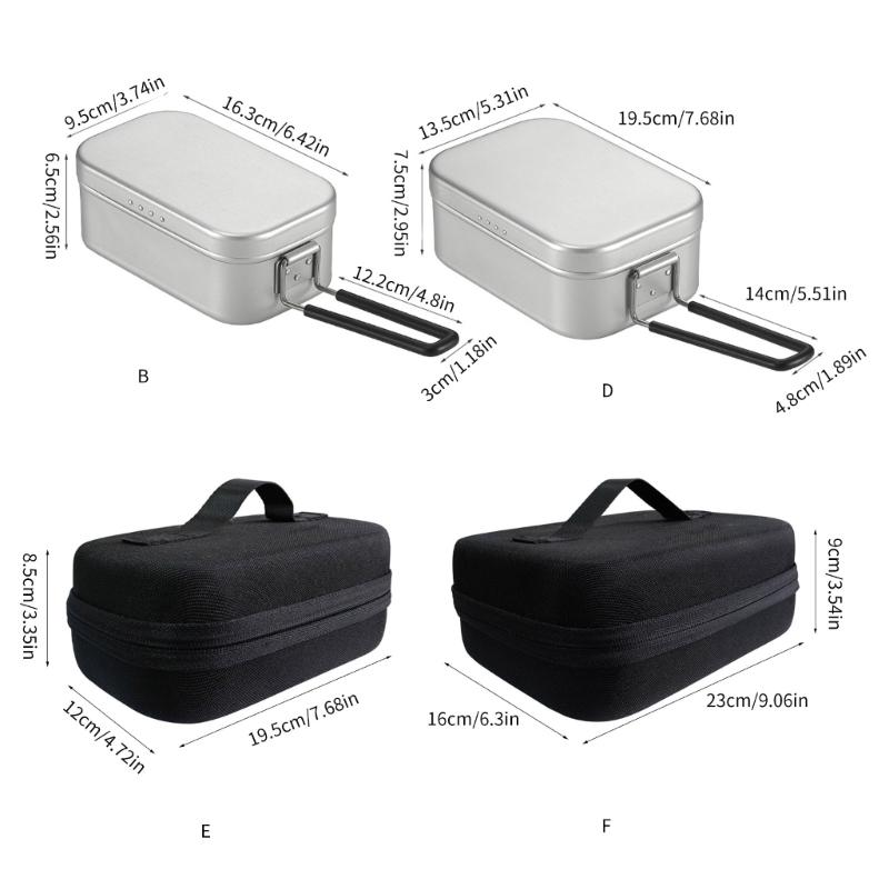 Aluminum Camping Lunch Box Bentos Container With Folding Handle Portable Bentos Box Pressure Relief Lunch Box Enduring