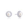 Sunflower Freshwater Pearl Stud Earrings, 925 Sterling Silver, Minimalist Design for Autumn/Winter, High-End Luxury for Women.