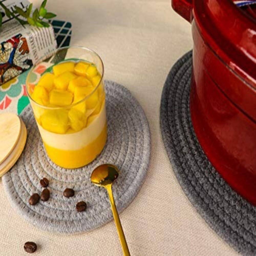 8Pcs Boho Style Cotton Woven Coasters Set Thickened Absorbent Potholders Set Eco-Friendly Trivets Set Cooking