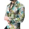 New Men Tiger Autumn Long Sleeve Men's Flower Print Shirt