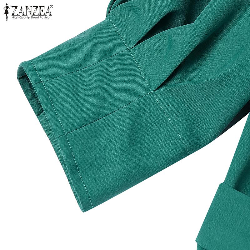 ZANZEA Women Casual Round Neck Solid Color Summer Short Sleeve Dress