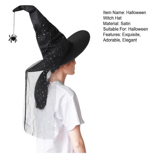 Dámský halloweenský čarodějnický klobouk skládací pro dospělé černý saténový klobouk čaroděje halloweenský kostým na párty pro cosplay karnevaly maškarní plesy