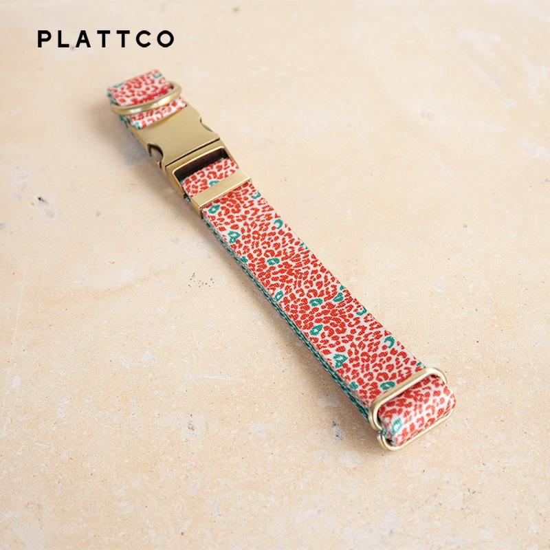 PLATTCO Red Leopard Print Dog Collar, Imitation Nylon Anti-Lost Design