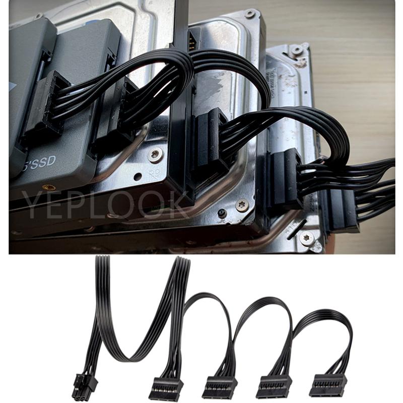 6Pin To 4x SATA Straight, SSD HDD Power Cable for Corsair RM650x, RM750x, RM850x, RM1000x RM-x Type 4 Modular Power Supply Units
