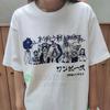 One Piece Luffy Zoro Sanji Nami Crew Printed Pattern Summer New Short Sleeve Pure Cotton Couple T-Shirt Anime Loose Size