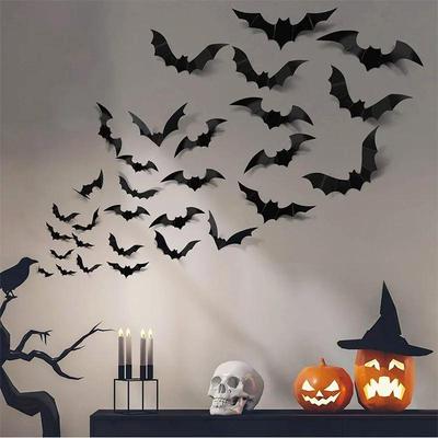 Kinderzimmer Wandaufkleber Halloween Atmosphäre Dekoration 3D Schwarze PVC Fledermaus DIY Fledermaus Wandaufkleber Heimtapete