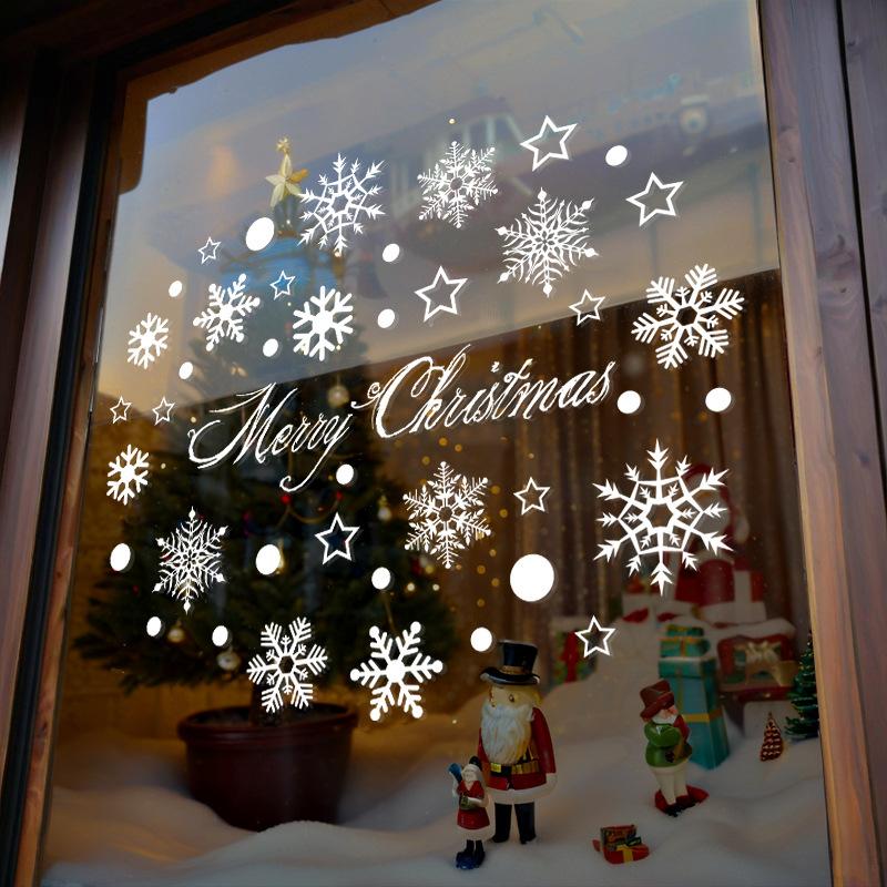 Christmas Snowflake Electrostatic Glass Stickers for Festive Atmosphere Decoration and Display Window Stickers