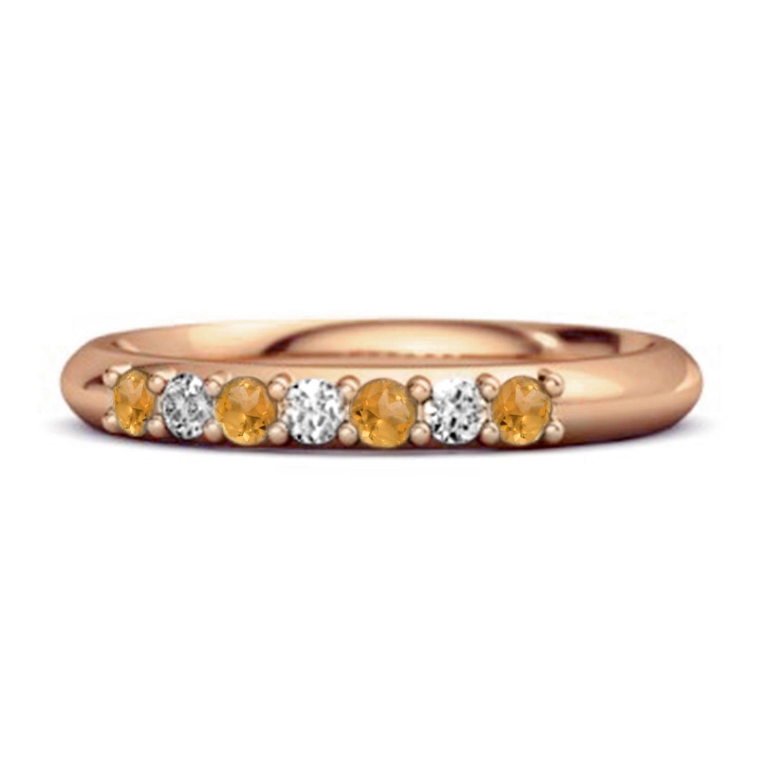 Citrine Eternity Stackable Ring - 925 Sterling Silver Rose Gold Vermeil 7