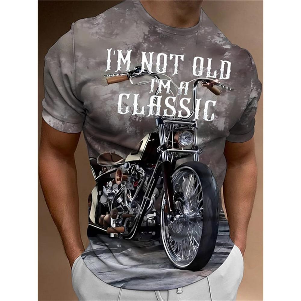 Motorcycle T-shirt Men 3D Print Short Sleeve Vintage Classics TShirt For Mens Street Ride Biker Shirts Tops Oversized Tee Shirt