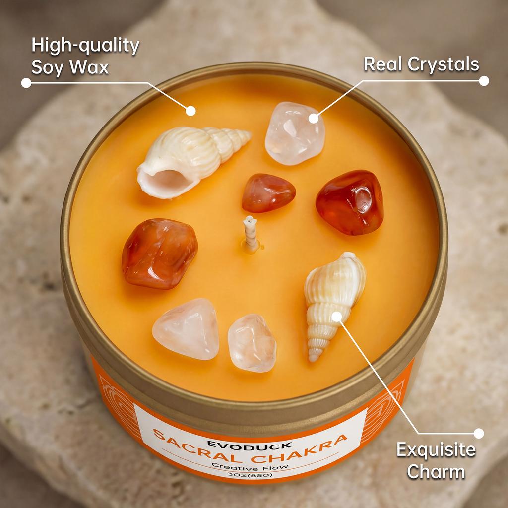 EVODUCK Sacral Chakra Scented Candles Sweet Orange scent-3oz.Suitable as a gift for boyfriends/girlfriends or for home parties