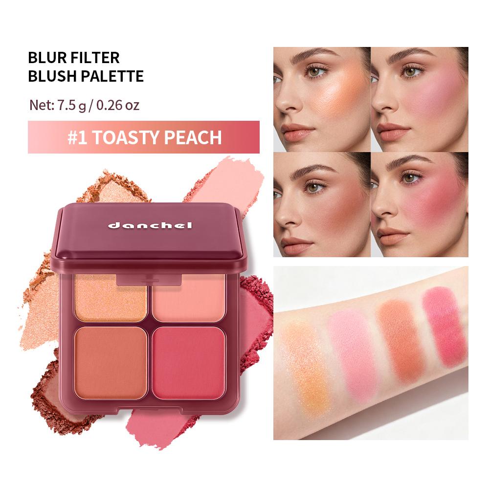 4 Color Matte Cream Blush Highlighter Palette Pink Peach Expanding Color Natural Water Light Blush Rouge Portable Face Cheek Tin