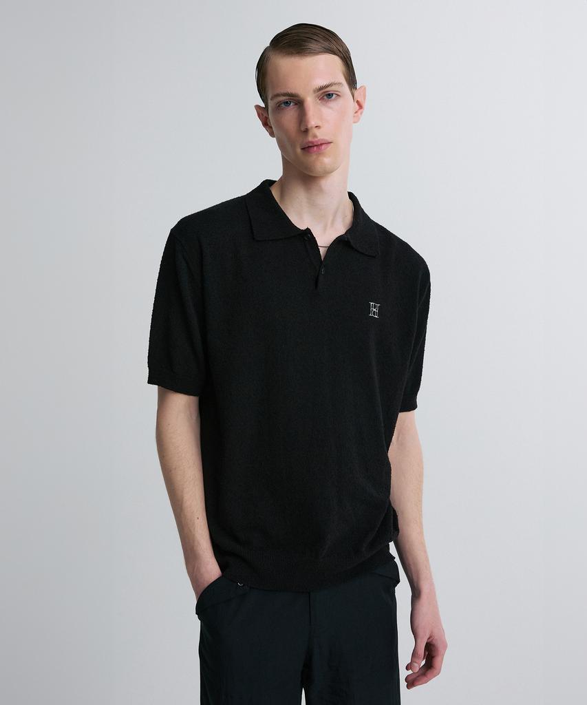 Liimaen Boucle Knit Polo Shirt Black