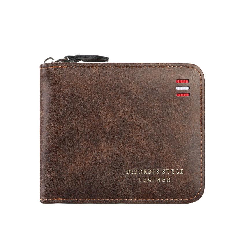 Schoolbag Men's Wallet Short 1011 New Solid Color Youth Simple Triple Fold Wallet Multifunctional Student Zipper Change Bag