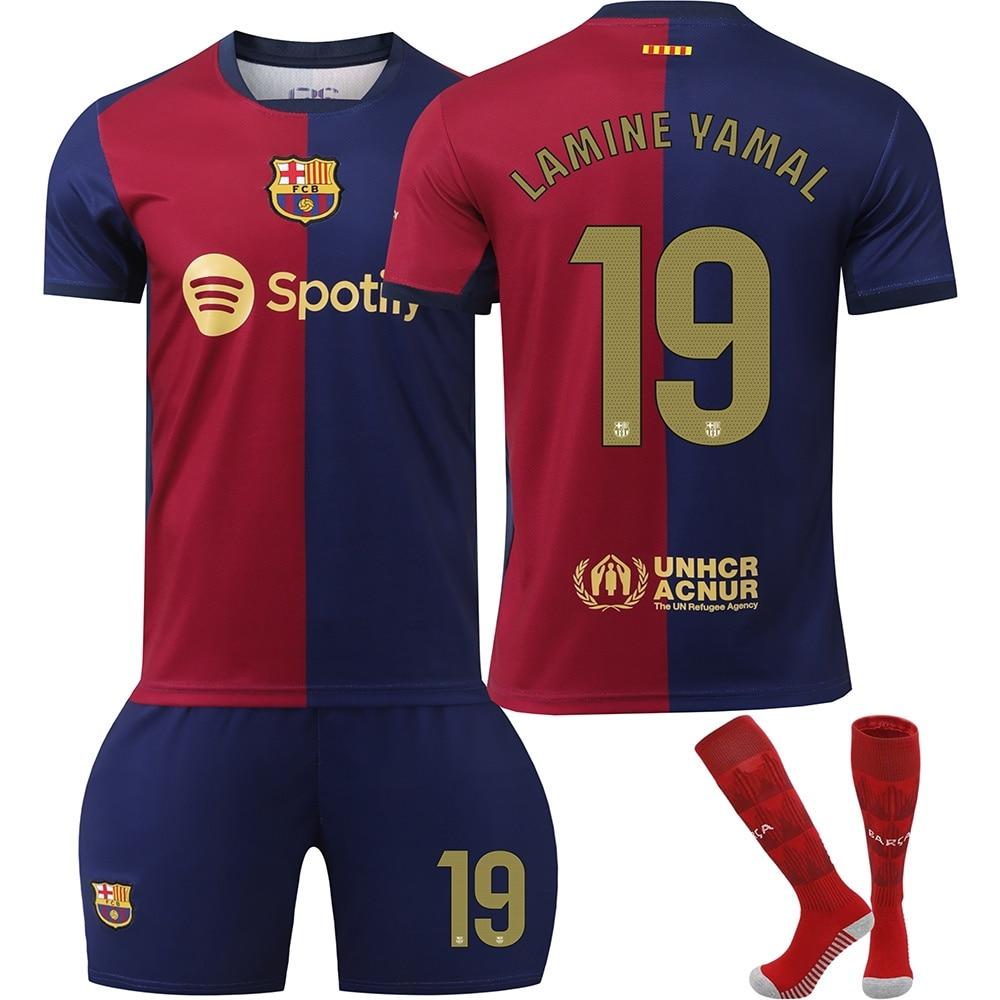 Barcelona Yamal Kids Sportswear YSHT Polyester Black Blue Training Set